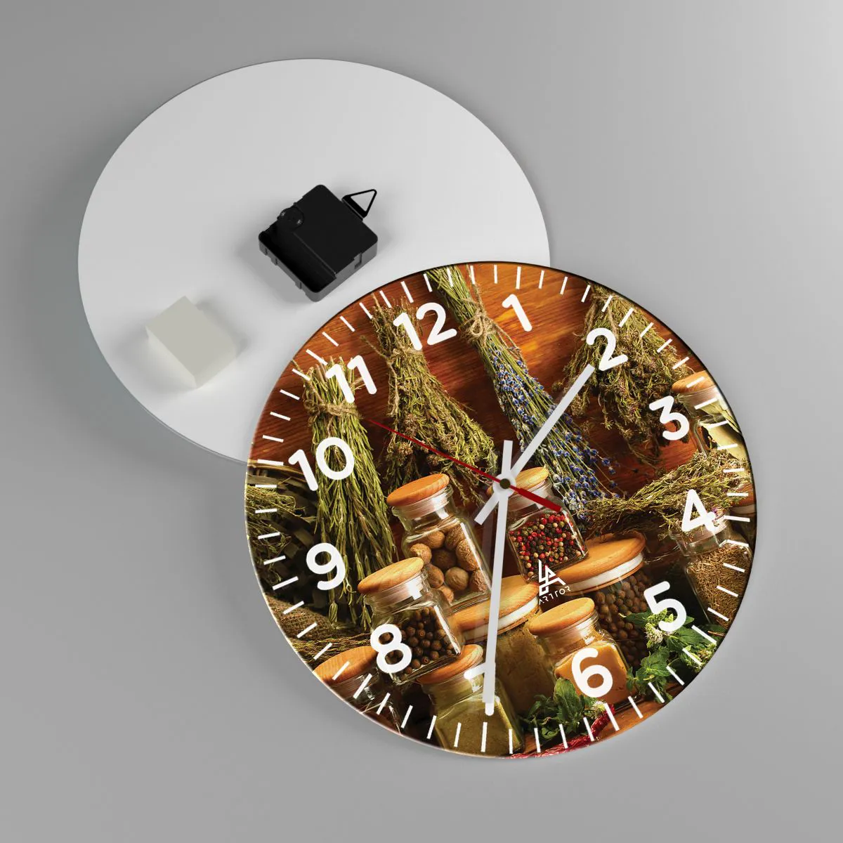 Ceas de perete - Ceas pe sticlă - Vrăjitorie de bucătărie - 30x30 cm