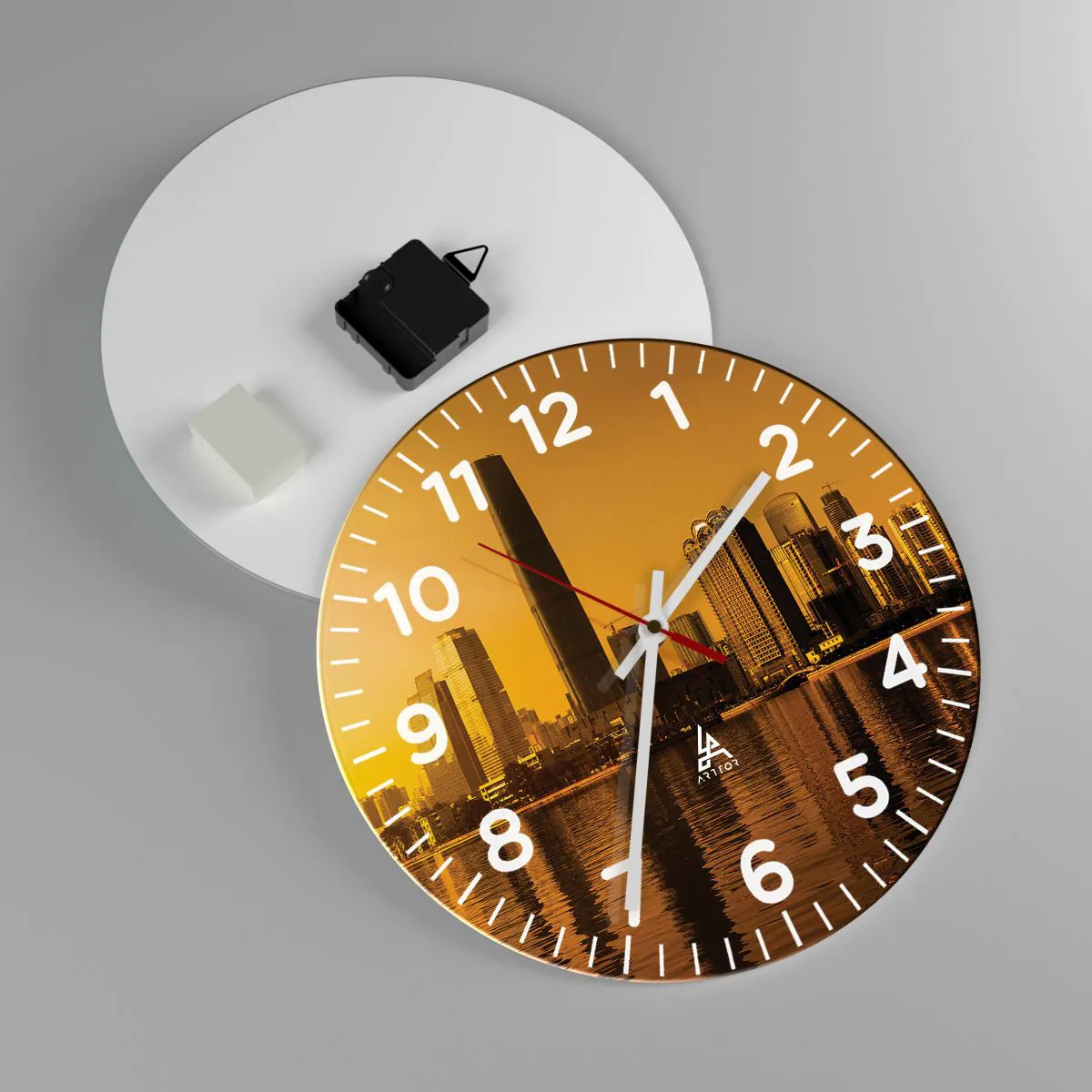 Ceas de perete - Ceas pe sticlă - Orașul de aur - 30x30 cm
