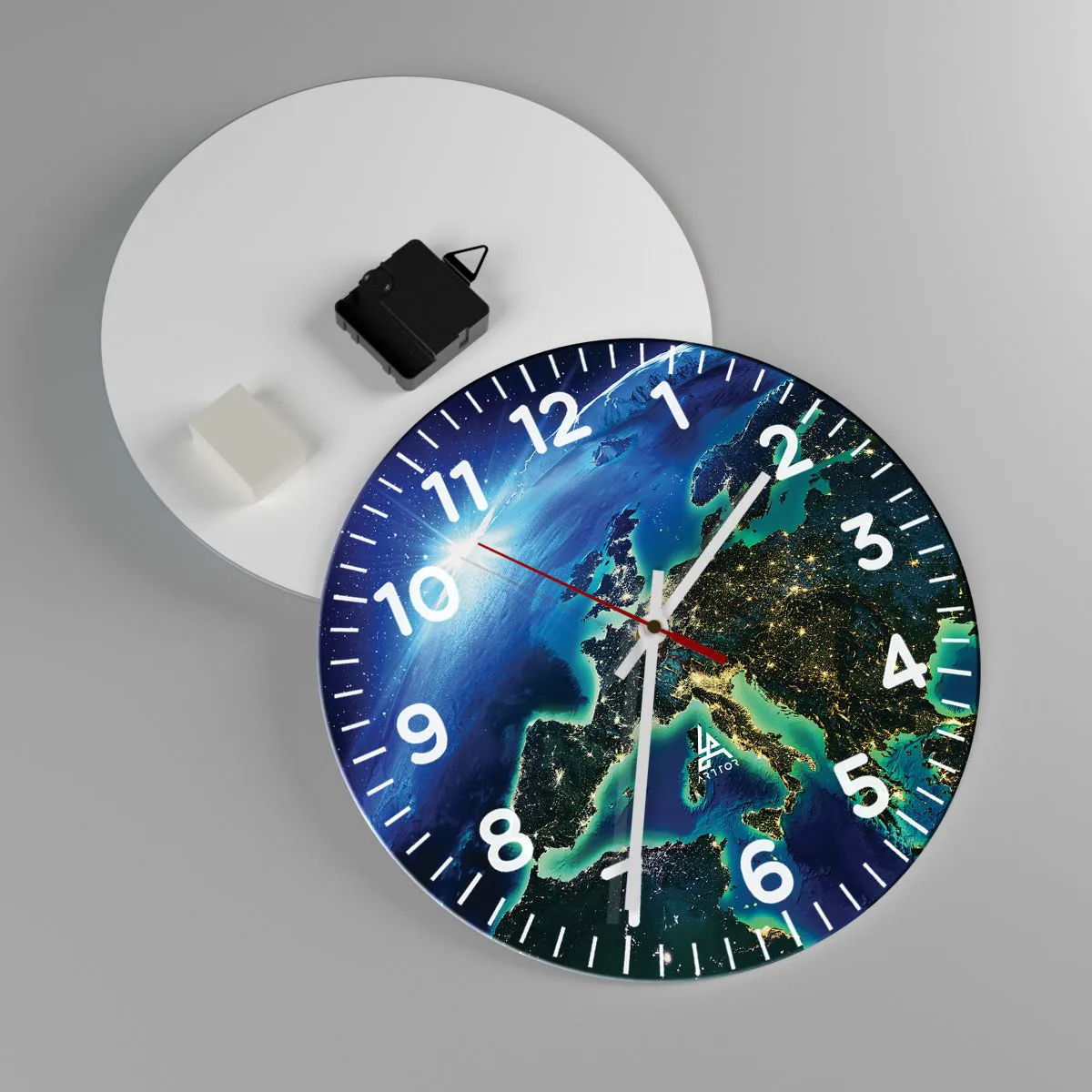 Wanduhr - Glasuhr - Funkelndes Europa - 30x30 cm