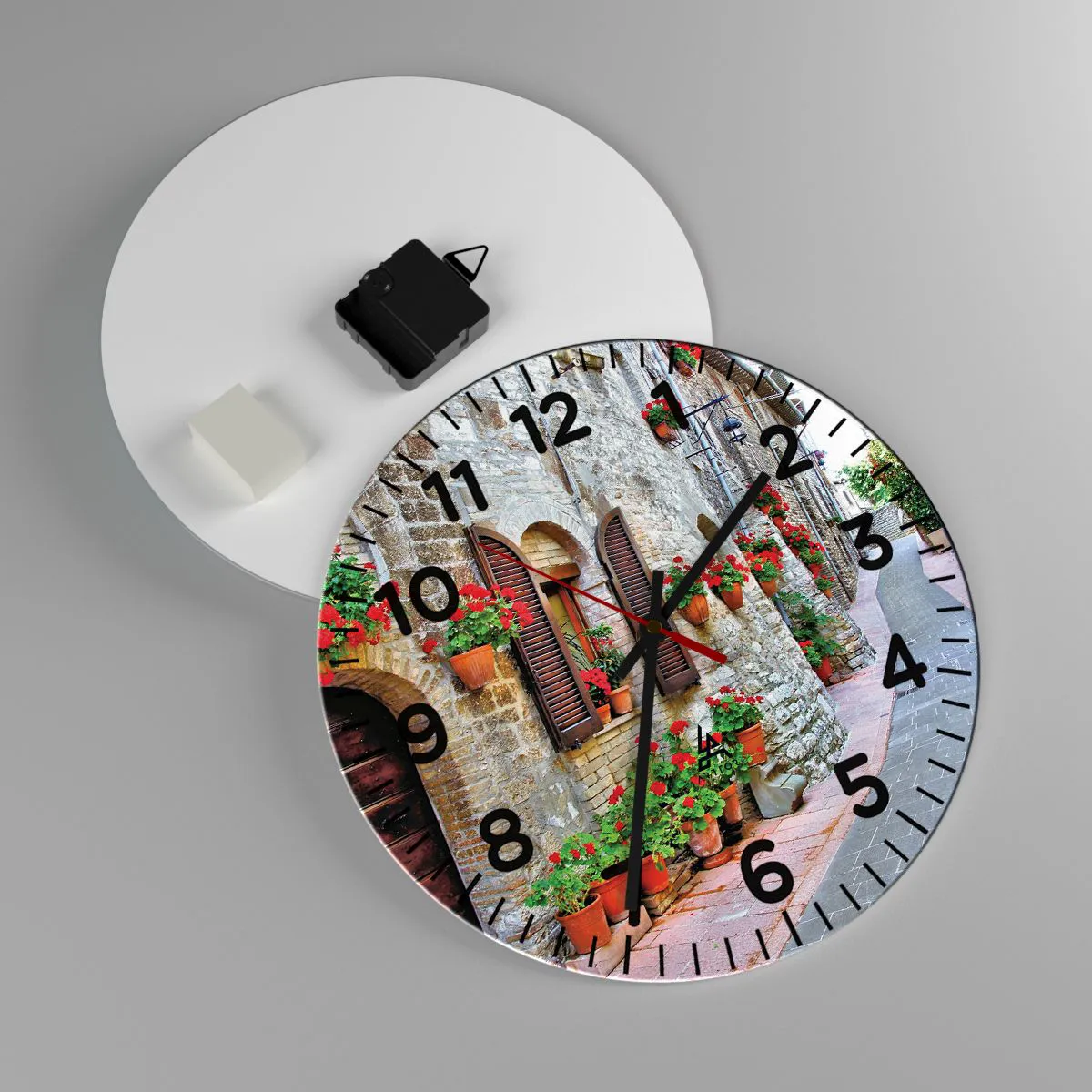 Wanduhr - Glasuhr - Italienische Atmosphäre - 30x30 cm