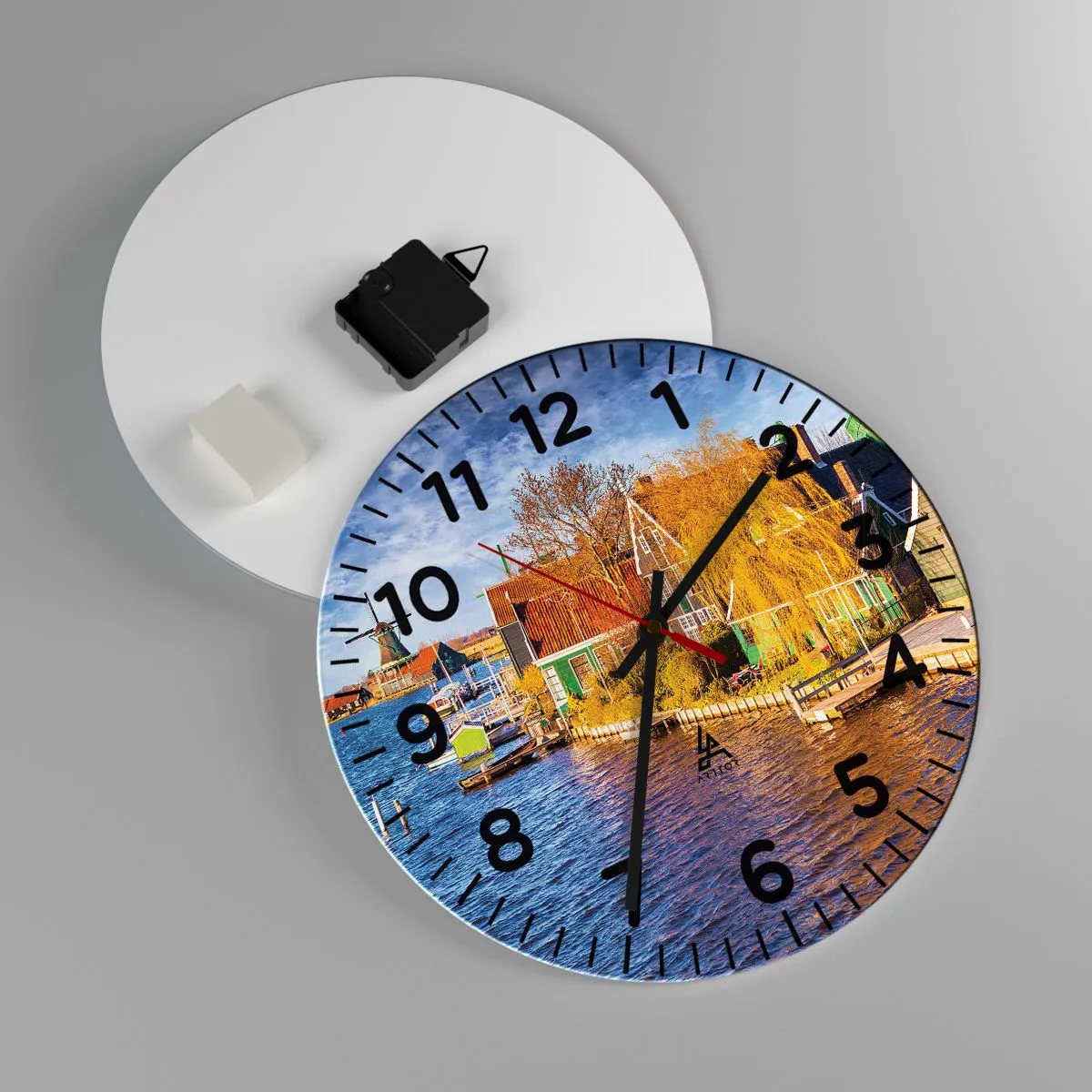 Ceas de perete - Ceas pe sticlă - Neschimbat de secole - 30x30 cm