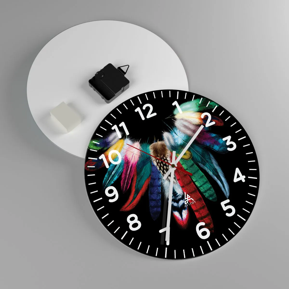 Wall clock - Clock on glass - Indian Necklace - 30x30 cm