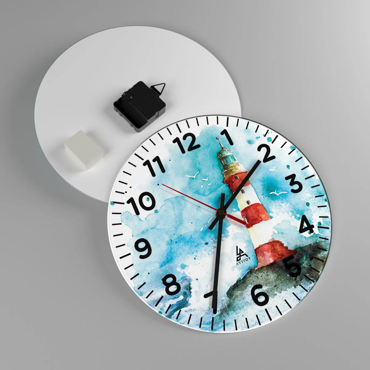 Relógio de parede - Relógio em vidro - Unidade dos elementos da natureza - 30x30 cm