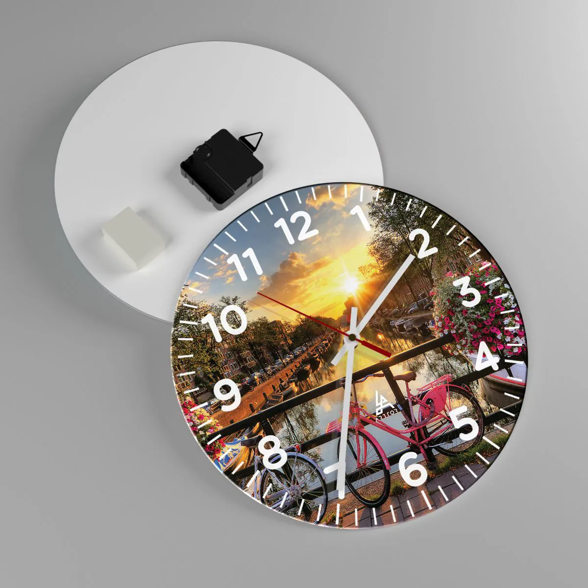 Wanduhr - Glasuhr - Frühlingsmorgen in Amsterdam - 30x30 cm