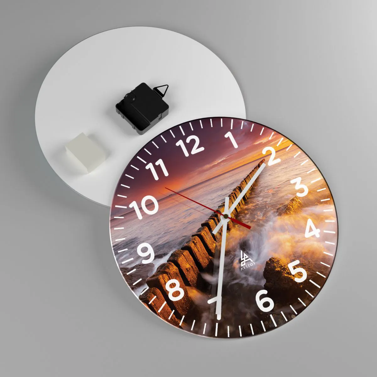 Wanduhr - Glasuhr - Die Sanftheit der Wellen - 30x30 cm