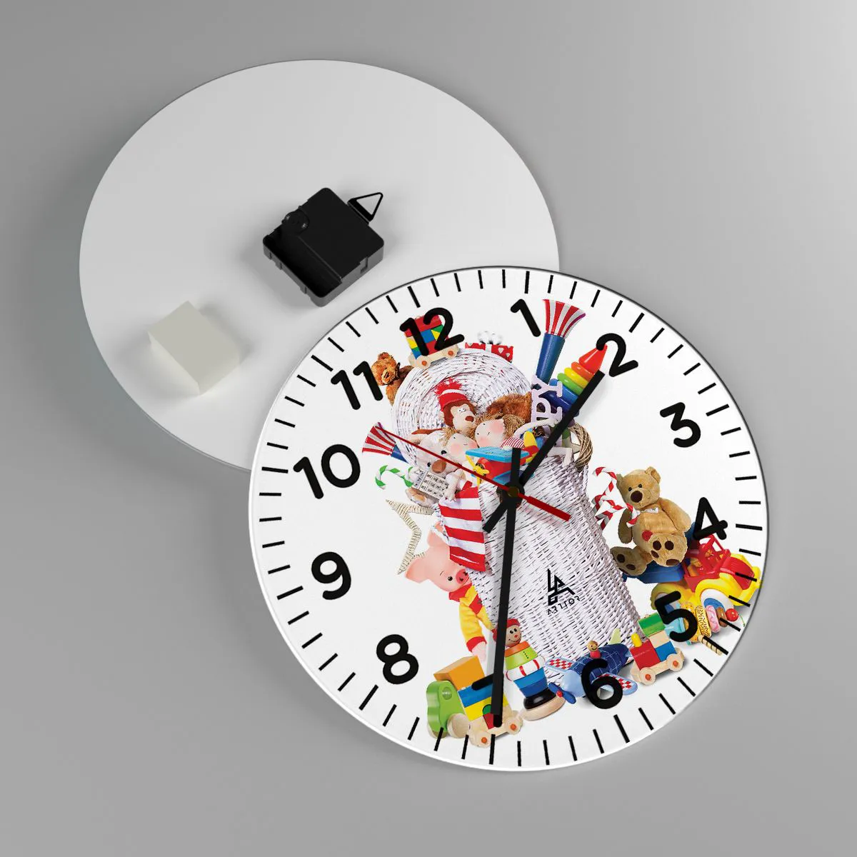 Ceas de perete - Ceas pe sticlă - Comorile micuțului - 30x30 cm