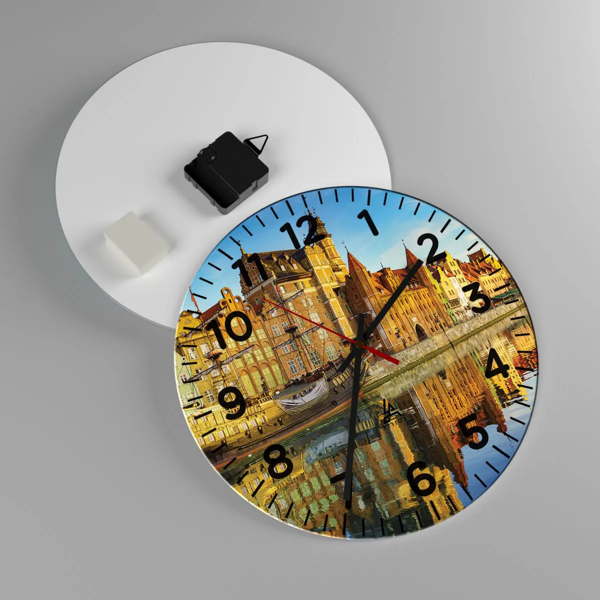 Ceas de perete - Ceas pe sticlă - Trecutul în oglindă - 30x30 cm