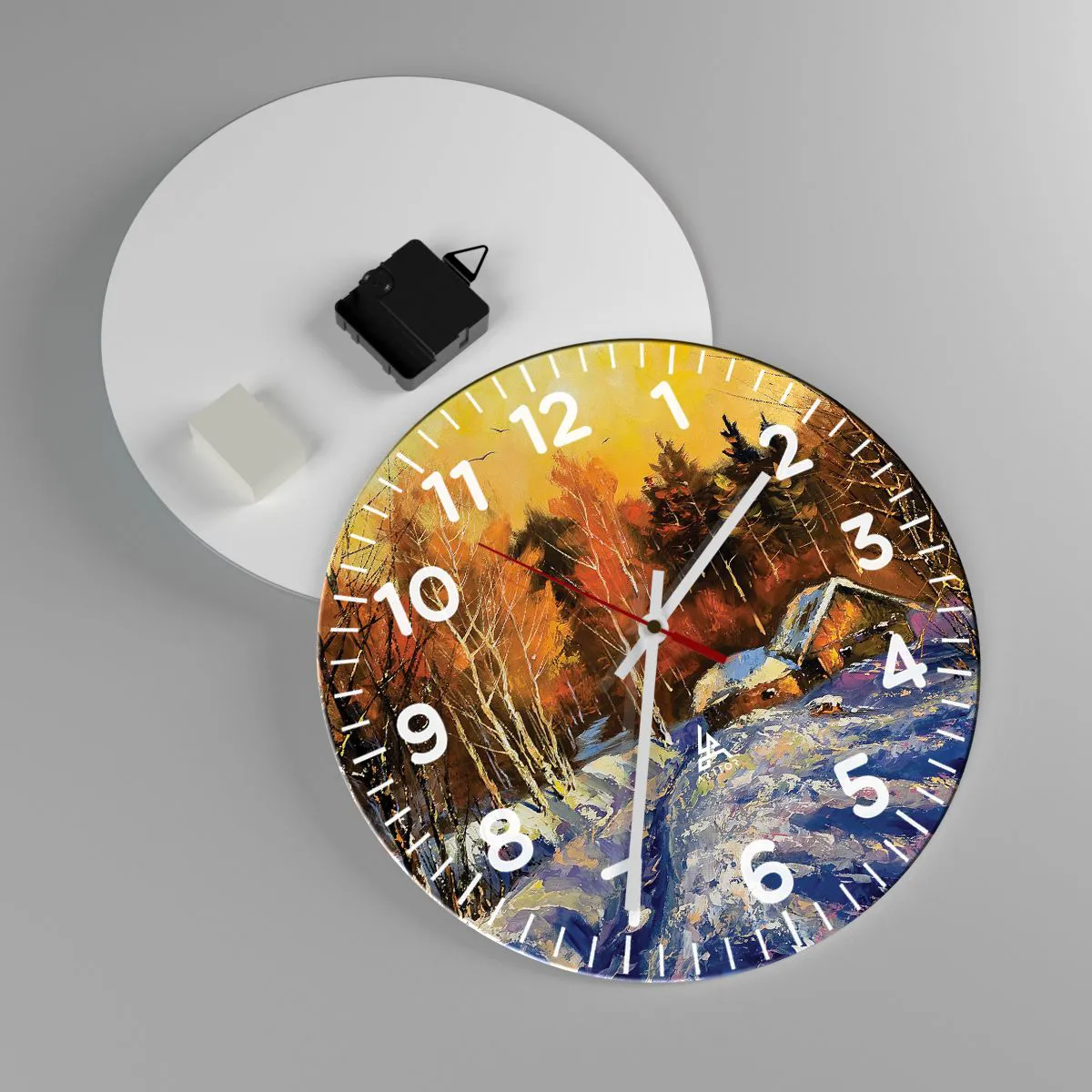 Vægur, Uret - Vinterindtryk i solen - 30x30 cm