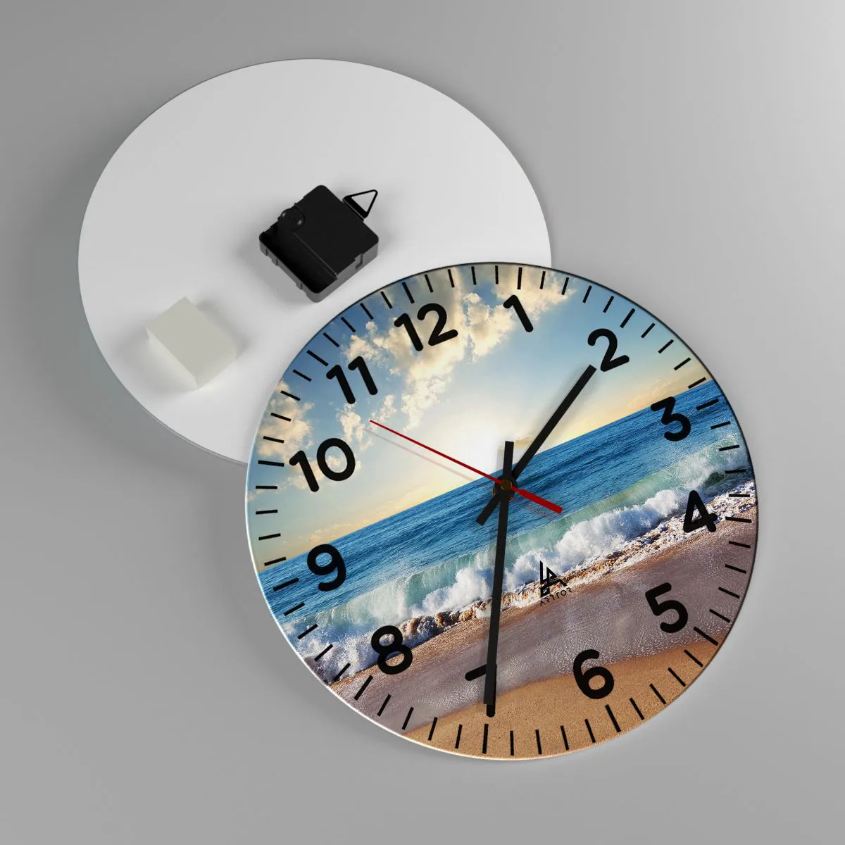 Relógio de parede - Relógio em vidro - Movimento e quietude ao mesmo tempo - 30x30 cm