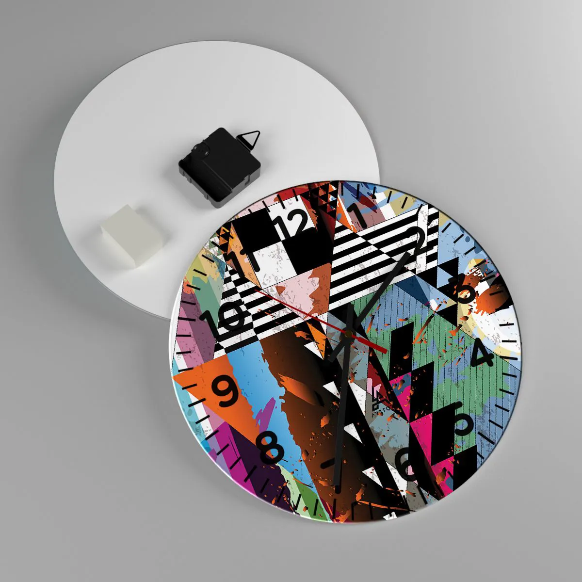 Reloj de pared - Reloj de vidrio - Geométrico y orgánico - 30x30 cm