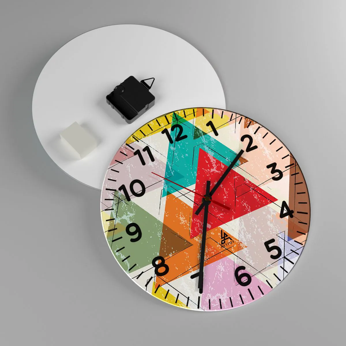 Wall clock - Clock on glass - Three by Three - 30x30 cm