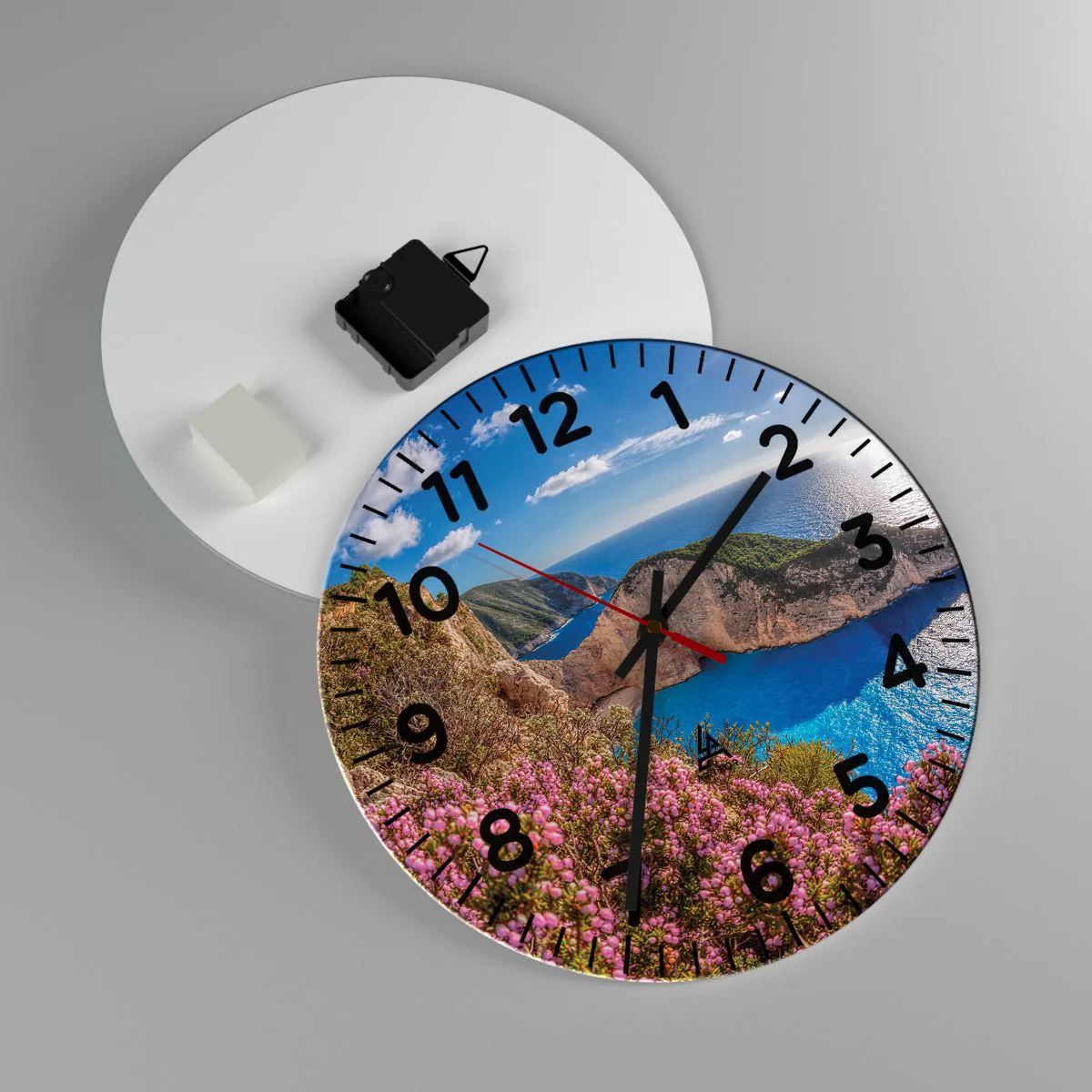 Relógio de parede - Relógio em vidro - As minhas grandes férias gregas - 30x30 cm