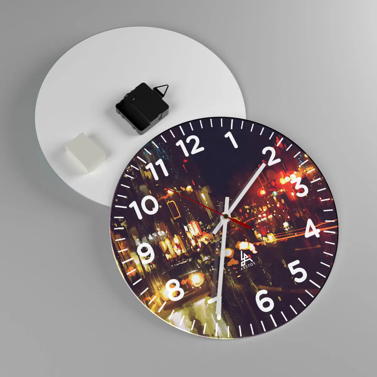 Ceas de perete - Ceas pe sticlă - Scufundat în lumina nopții - 30x30 cm