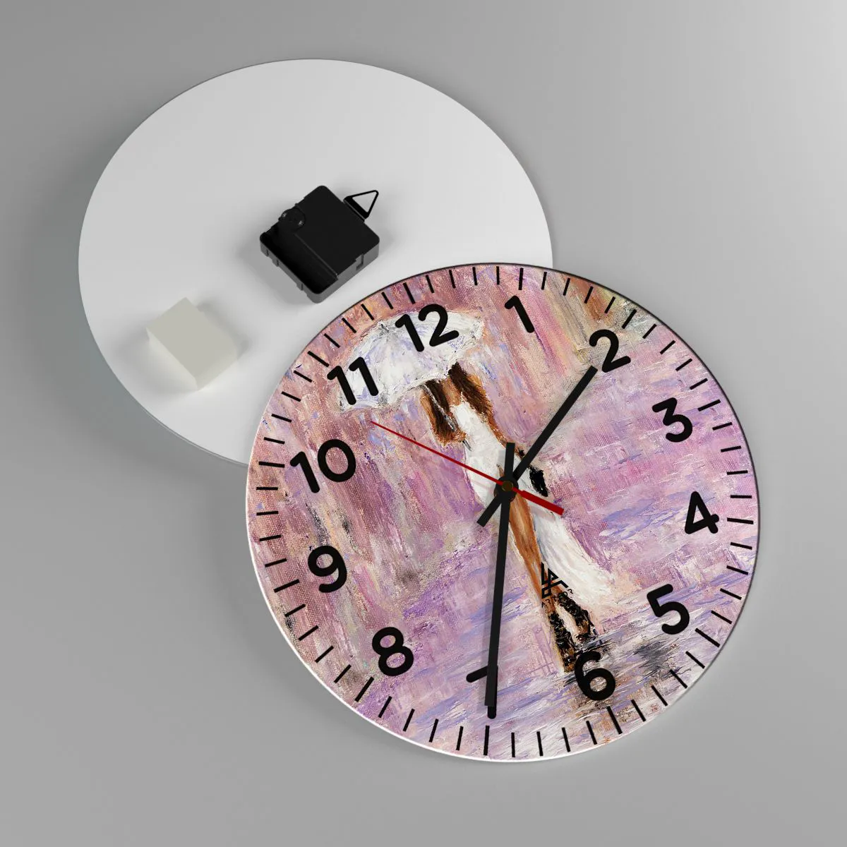 Wanduhr - Glasuhr - Im lila Regen - 30x30 cm