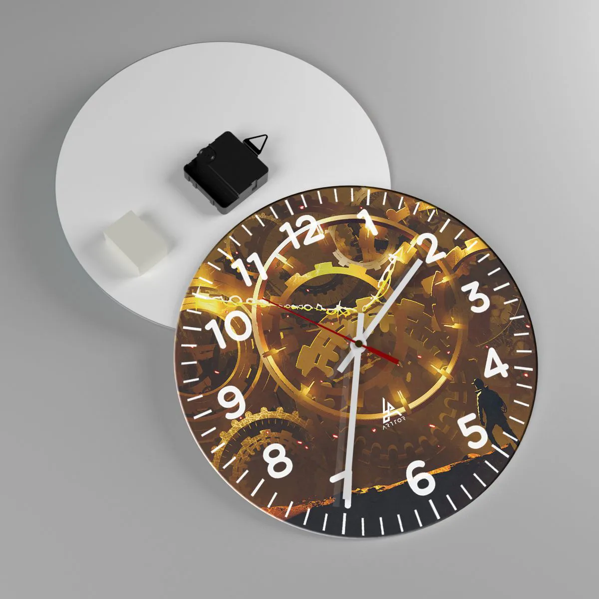 Wall clock - Clock on glass - At the Beginning of Time - 30x30 cm