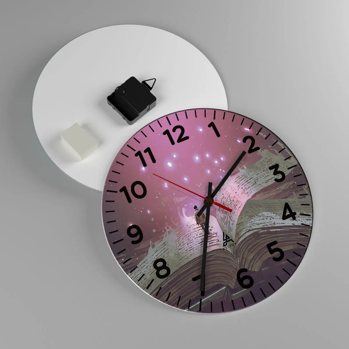 Ceas de perete - Ceas pe sticlă - O invitație către o altă lume - citiți! - 30x30 cm