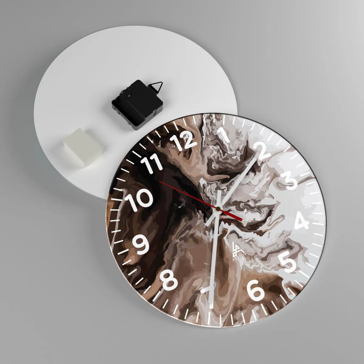Relógio de parede - Relógio em vidro - Contraste de cores - 30x30 cm