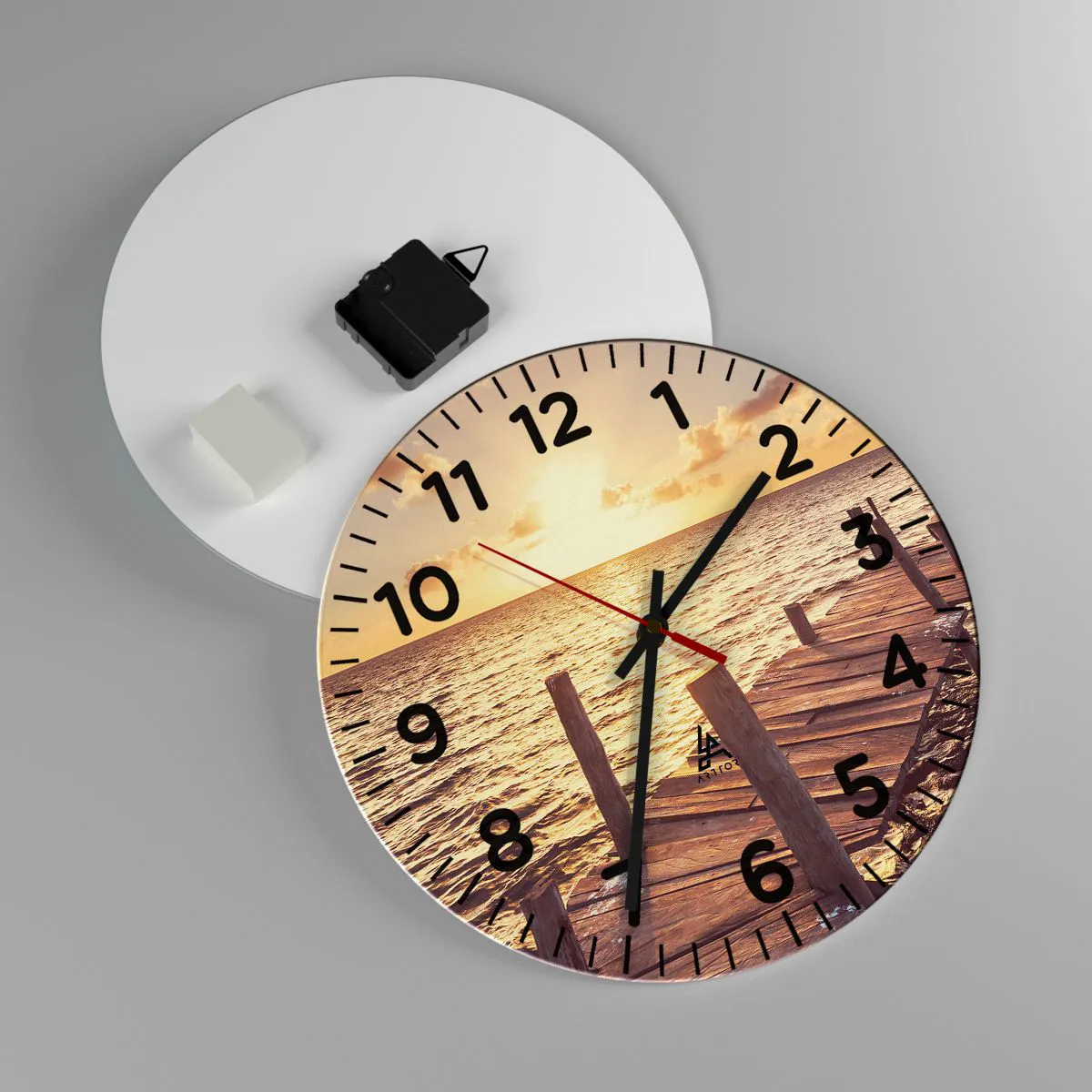 Wall clock - Clock on glass - Golden Land of Tranquility - 30x30 cm