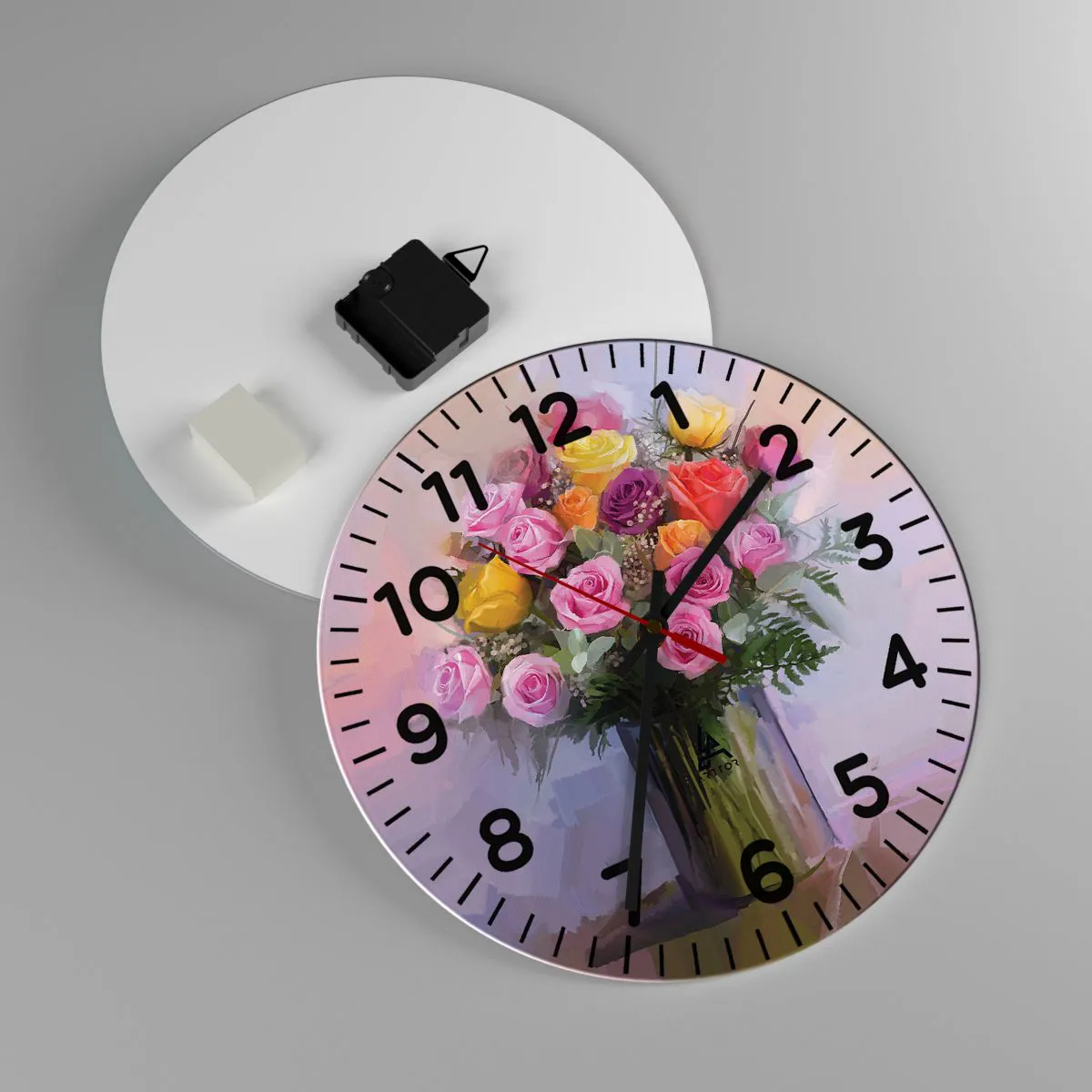 Ceas de perete - Ceas pe sticlă - Frumusețe reținută - 30x30 cm