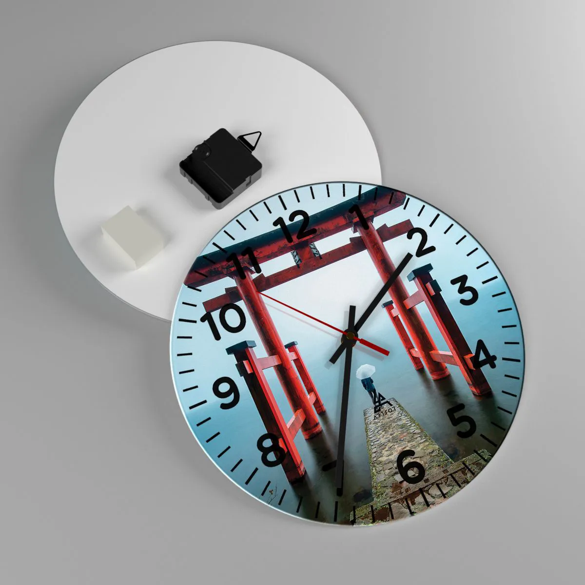 Wall clock - Clock on glass - Japanese Musings - 30x30 cm