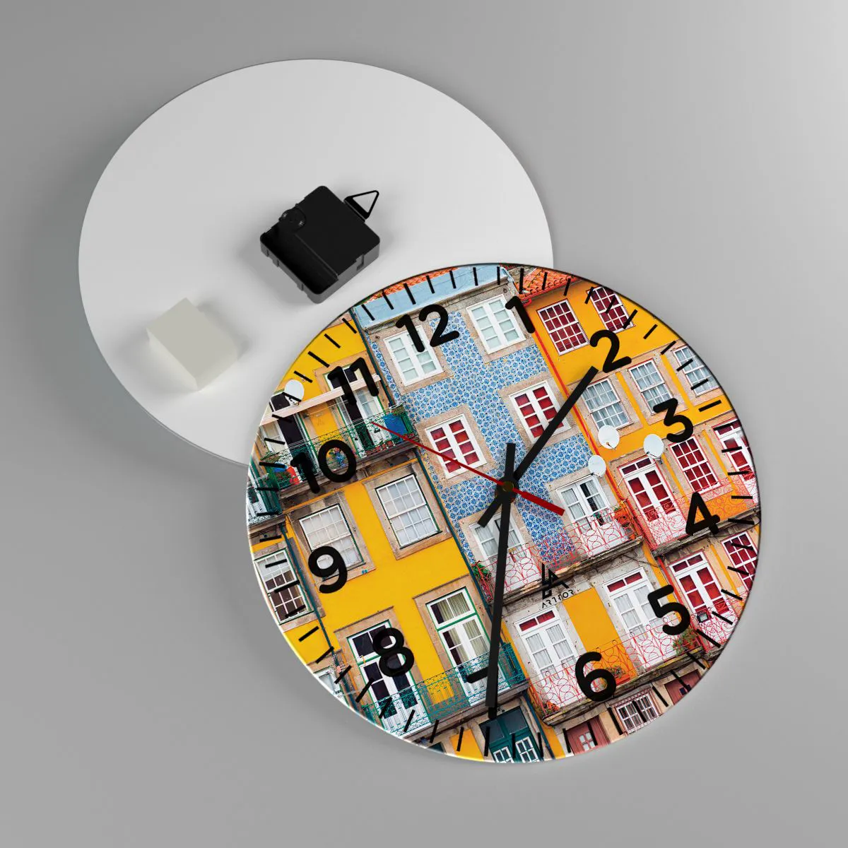 Ceas de perete - Ceas pe sticlă - Culorile orașului vechi - 30x30 cm