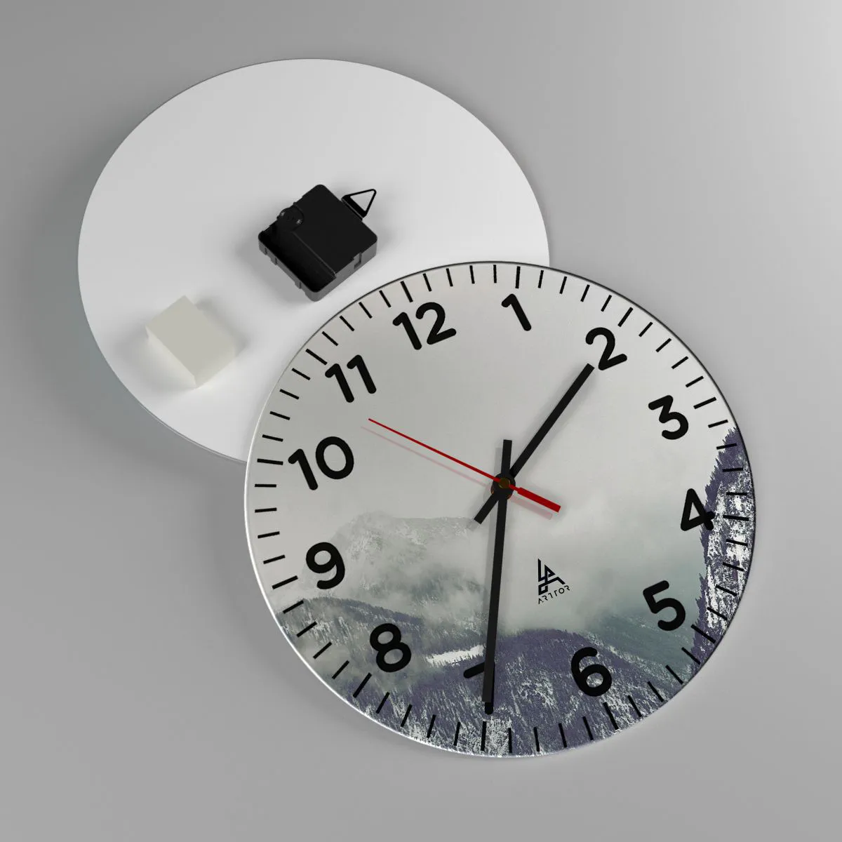 Ceas de perete - Ceas pe sticlă - Valea cețoasă - 30x30 cm