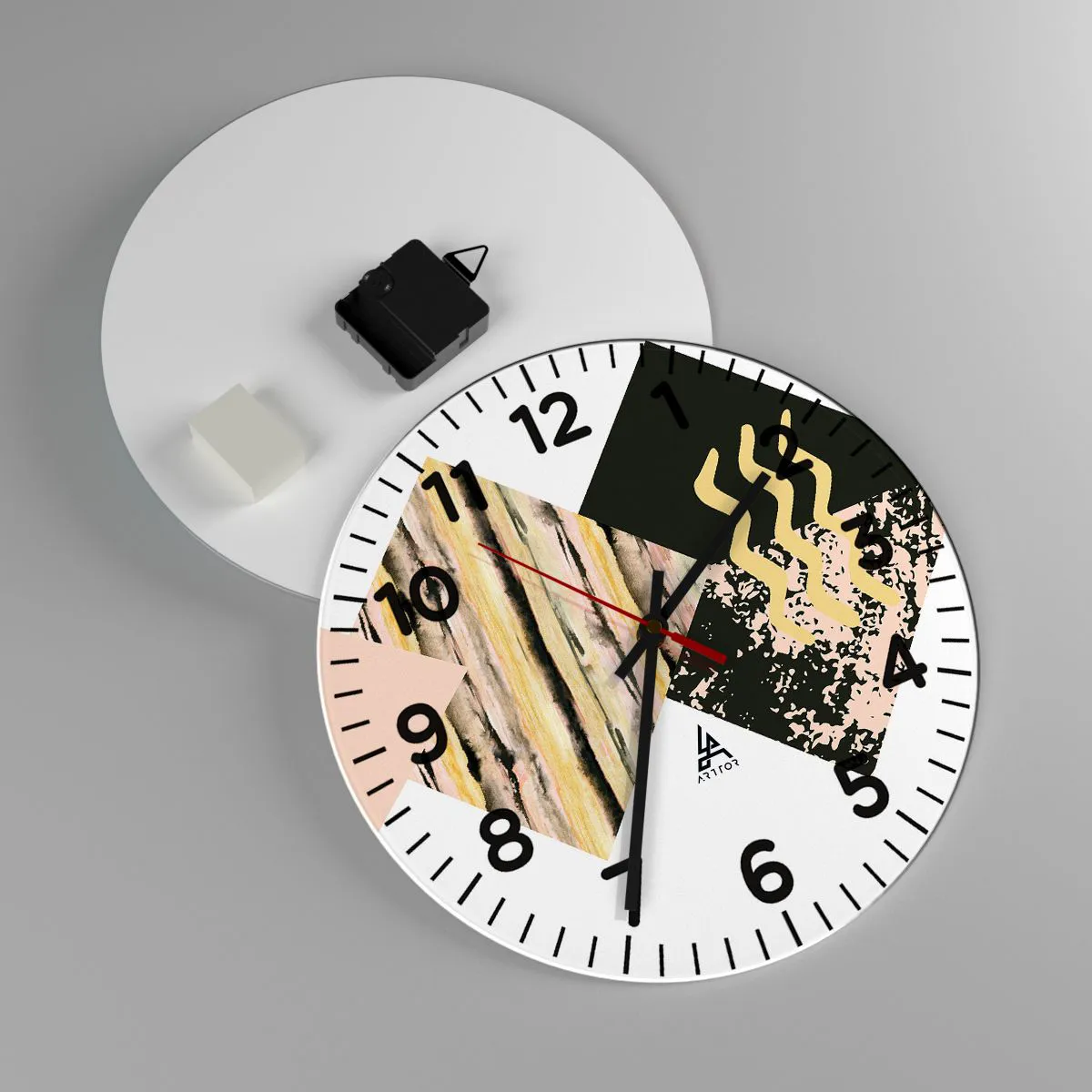 Ceas de perete - Ceas pe sticlă - Aparent simplu - 30x30 cm