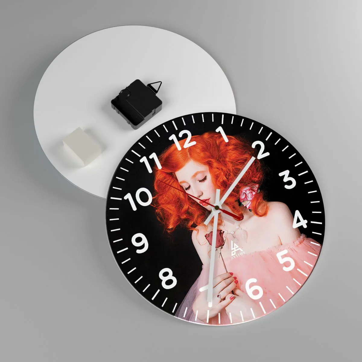 Reloj de pared - Reloj de vidrio - En estilo barroco - 30x30 cm