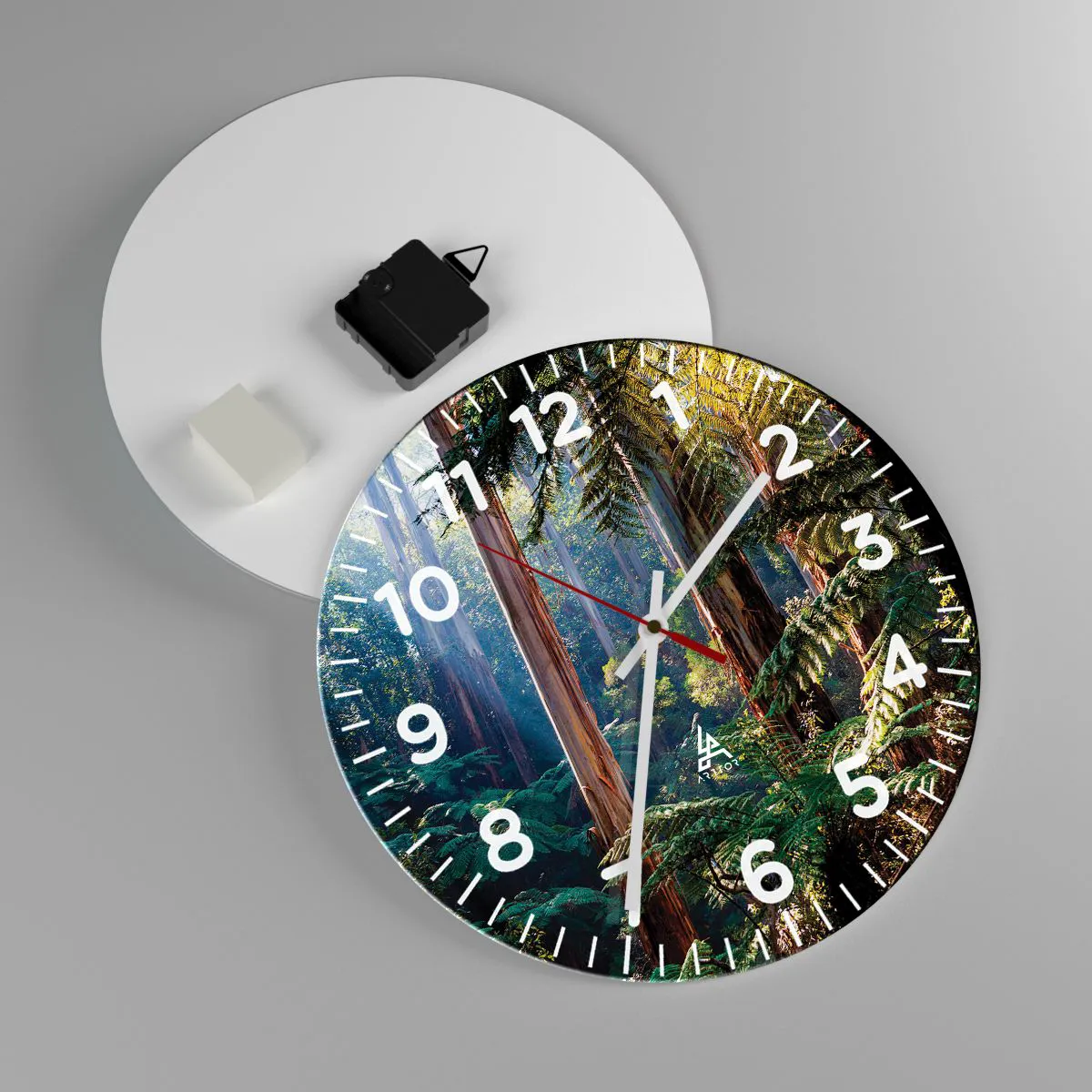 Wall clock - Clock on glass - Tale of a Forest - 30x30 cm