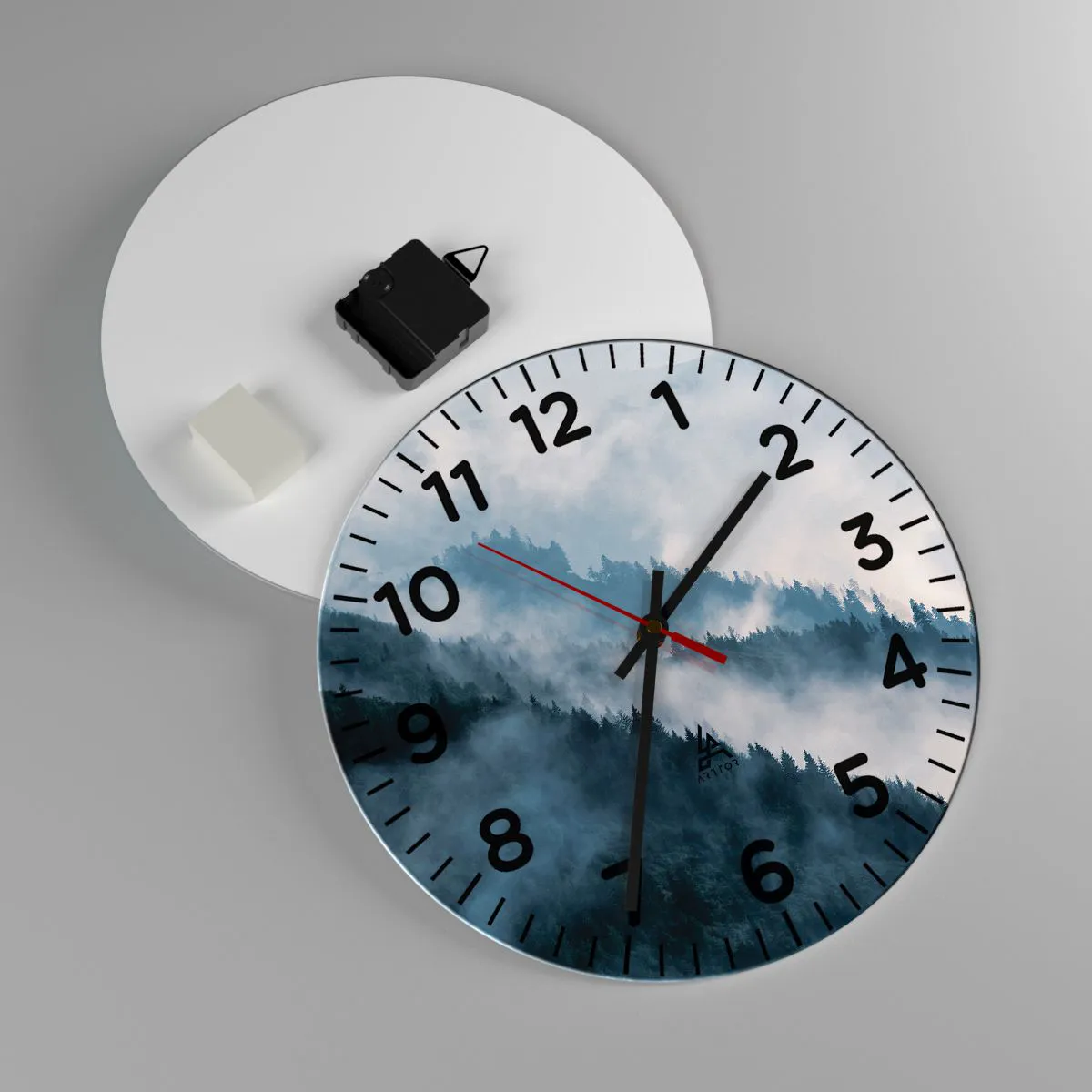 Relógio de parede - Relógio em vidro - Misticismo das montanhas - 30x30 cm