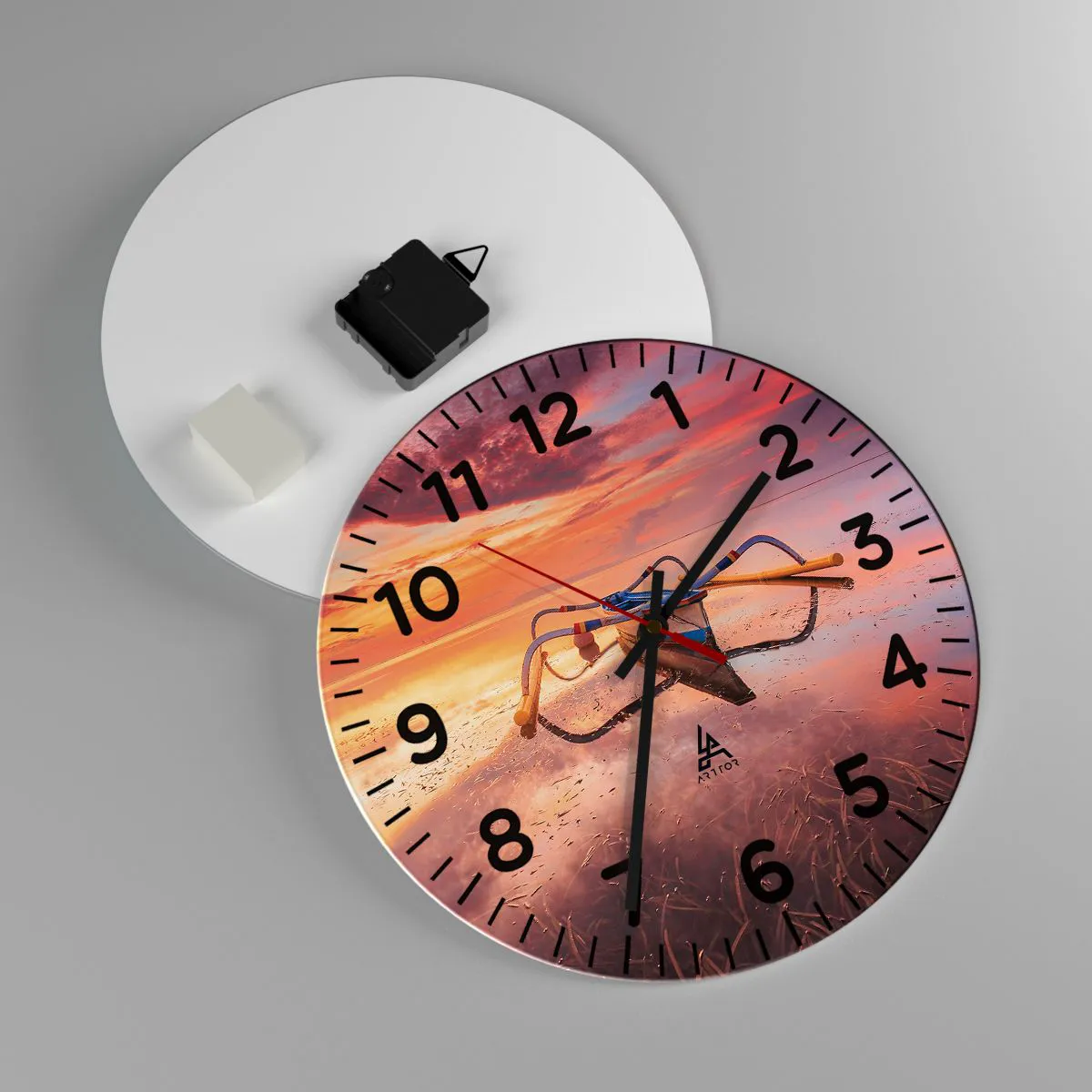Ceas de perete - Ceas pe sticlă - Liniștea unei seri tropicale - 30x30 cm