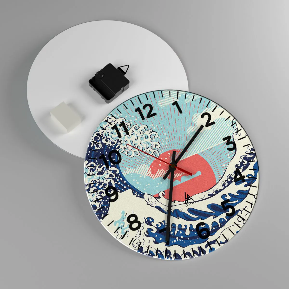 Ceas de perete - Ceas pe sticlă - Din inspirații japoneze - 30x30 cm