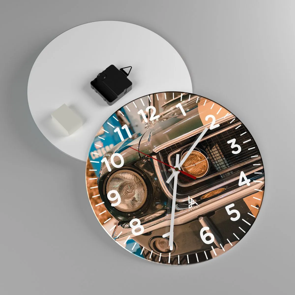 Wanduhr - Glasuhr - Treffen mit einer Legende - 30x30 cm