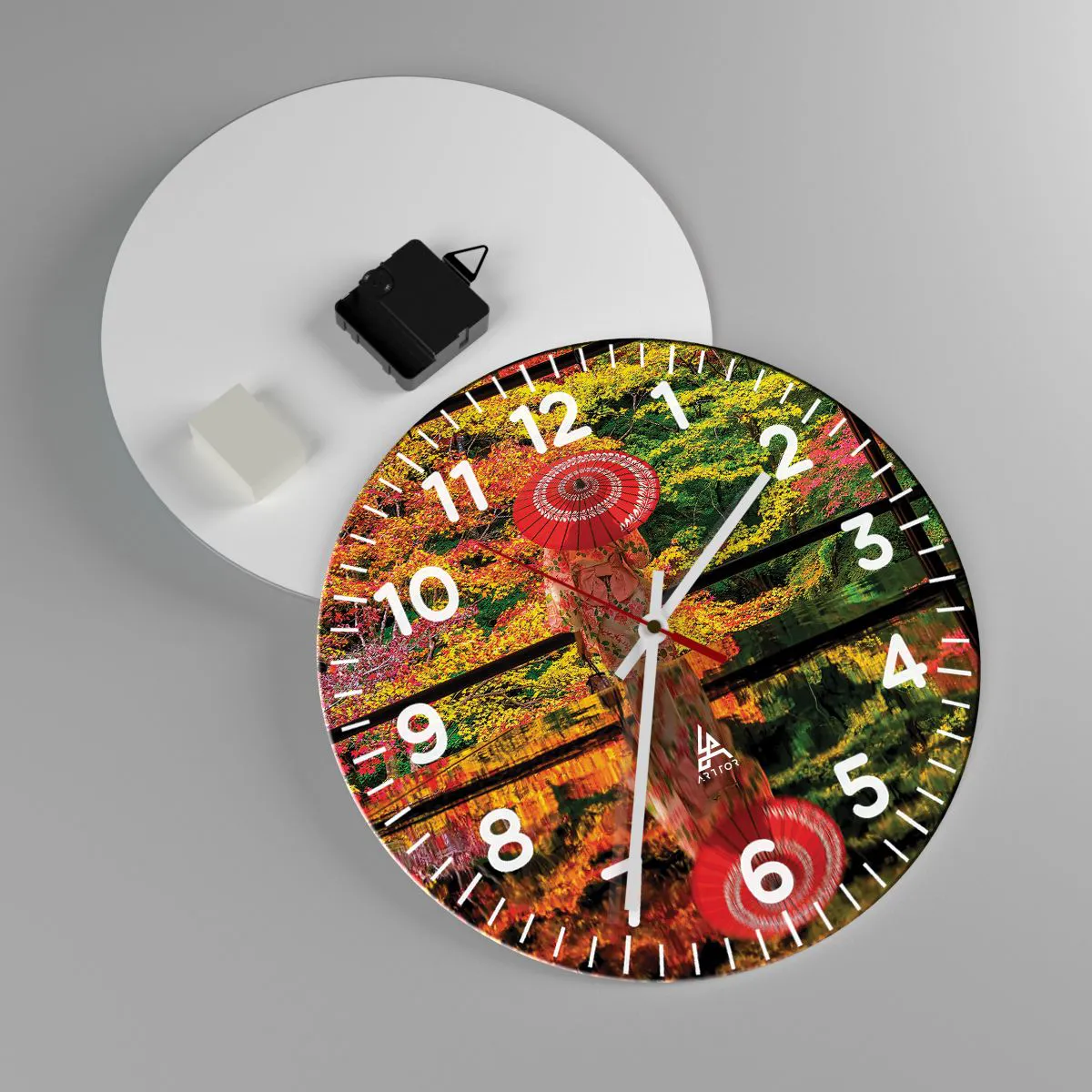 Väggklocka - Klocka på glas - I naturens tempel - 30x30 cm