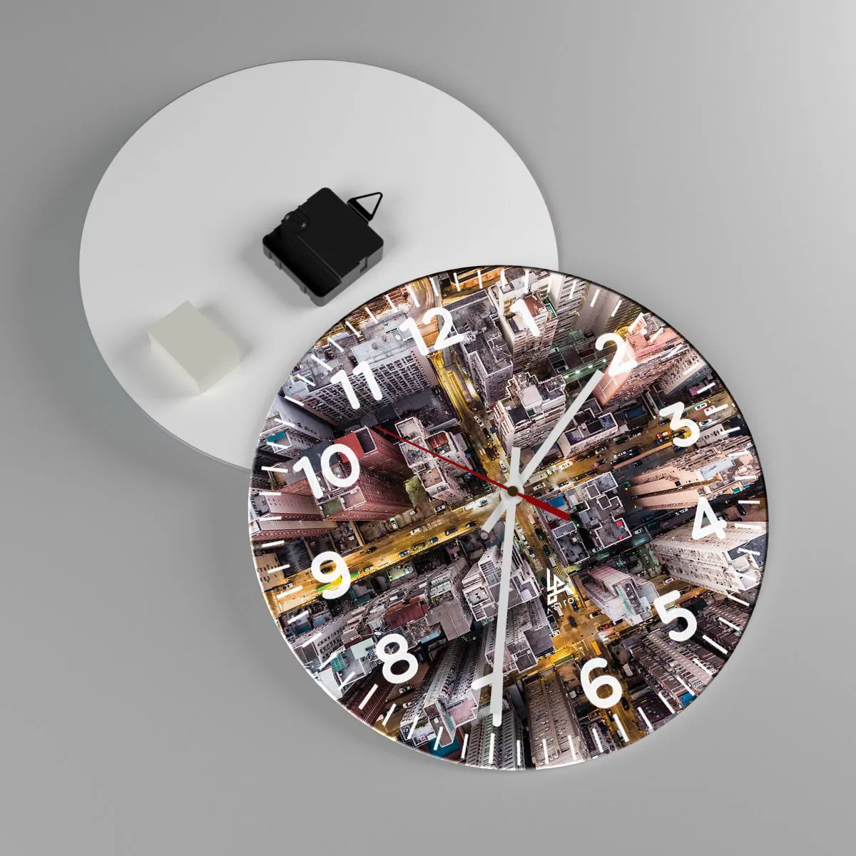 Reloj de pared - Reloj de vidrio - Saludos desde Hong Kong - 30x30 cm