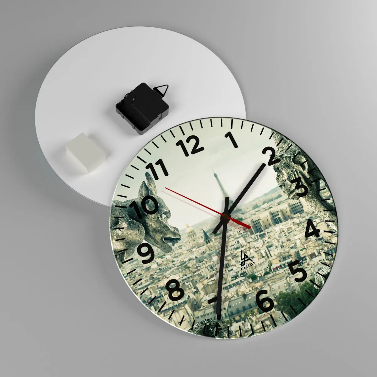 Wanduhr - Glasuhr - Pariser Plaudern - 30x30 cm