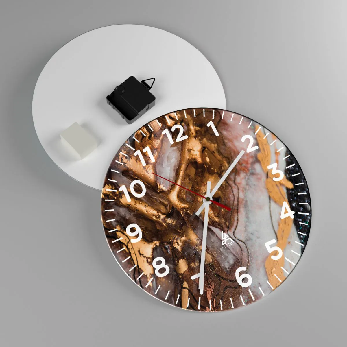 Ceas de perete - Ceas pe sticlă - Elementul pământ - 30x30 cm