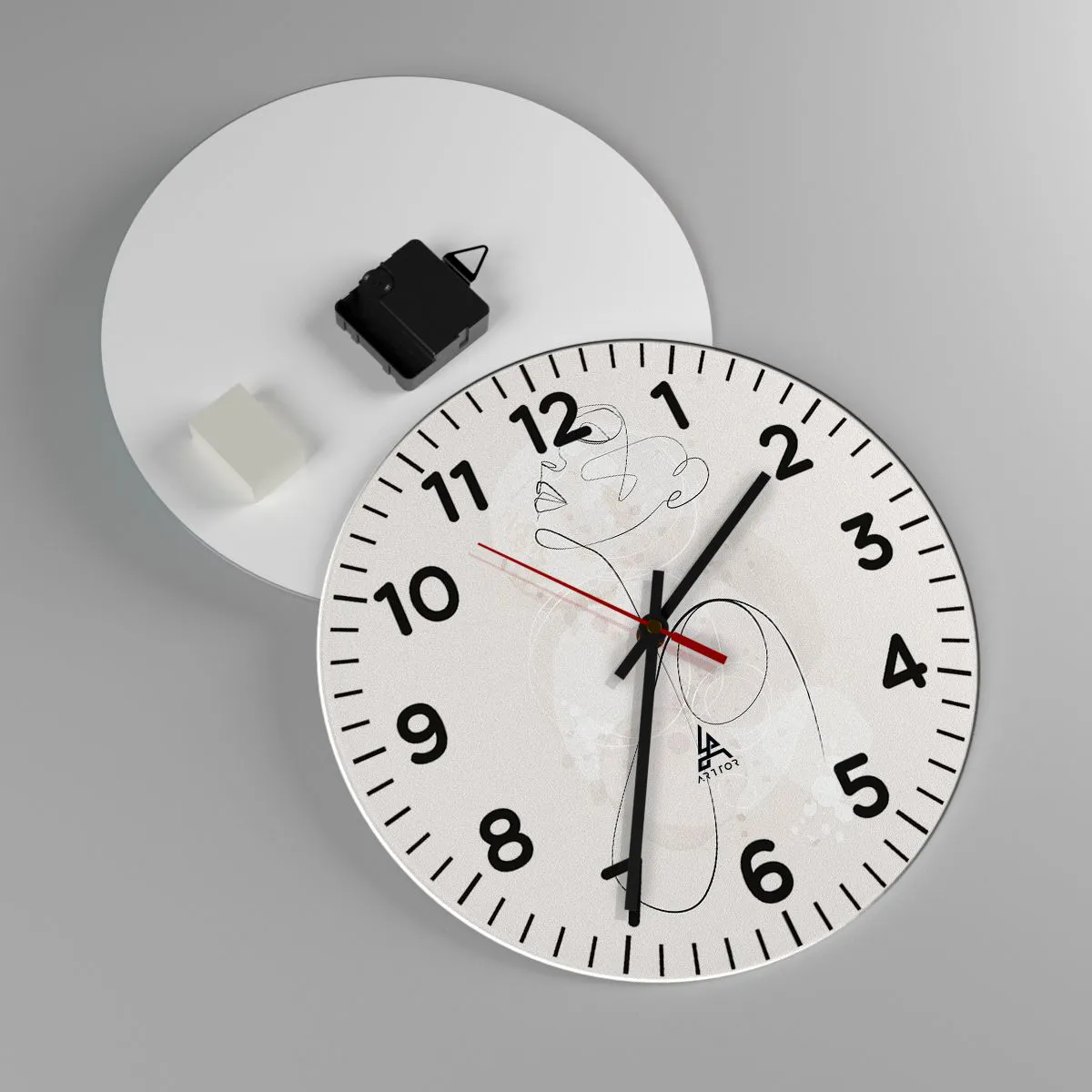 Ceas de perete - Ceas pe sticlă - Spirala frumuseții - 30x30 cm