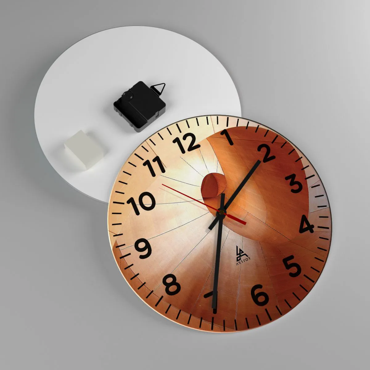 Reloj de pared - Reloj de vidrio - Serpentina arquitectónica - 30x30 cm