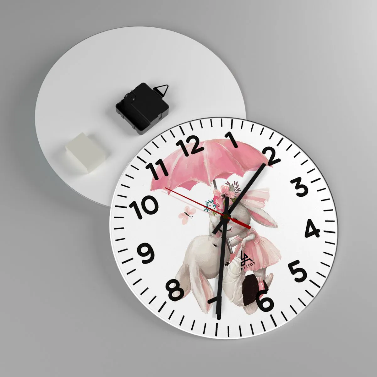 Ceas de perete - Ceas pe sticlă - Pur și simplu dragoste - 30x30 cm