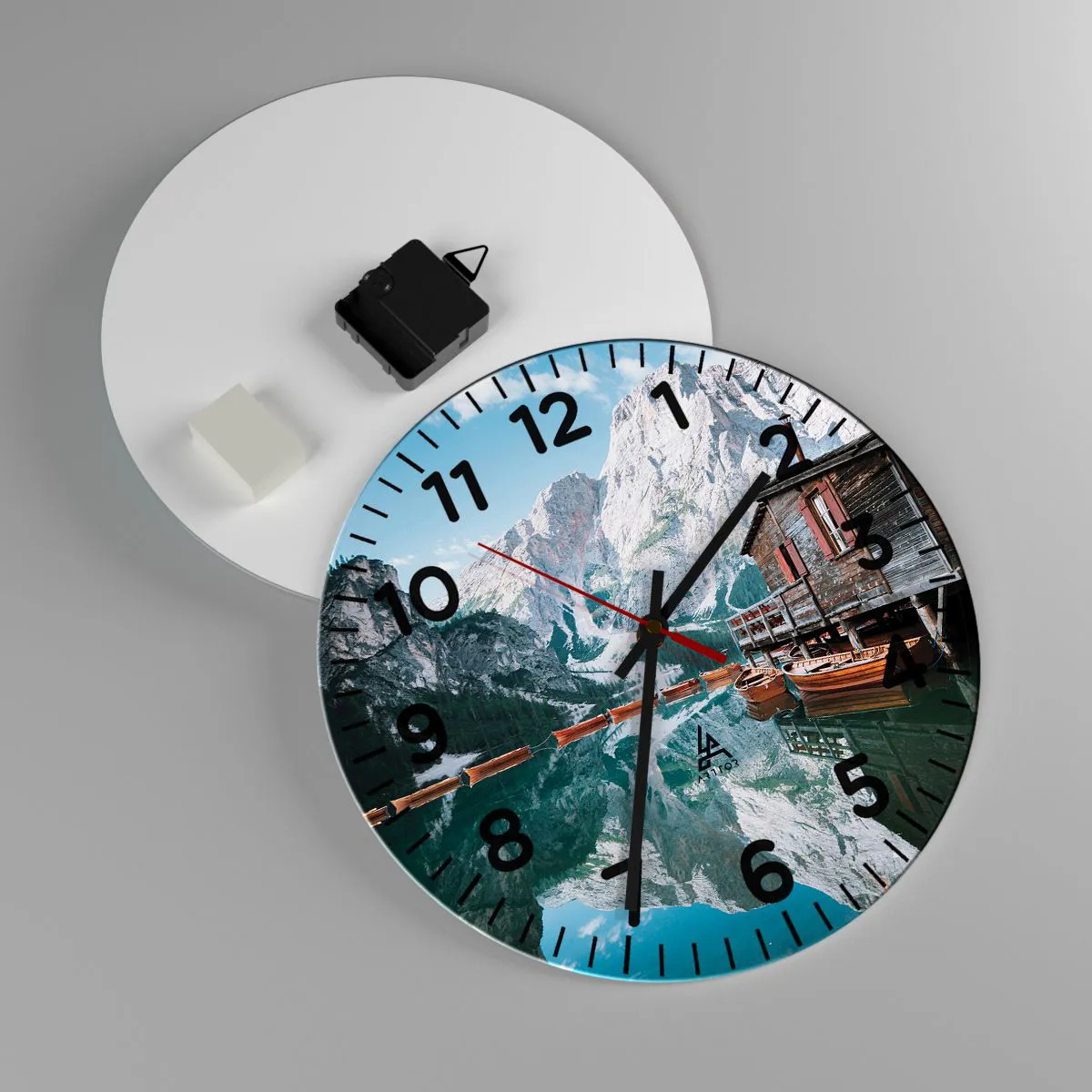 Wanduhr - Glasuhr - Kristallklarer Bergmorgen - 30x30 cm