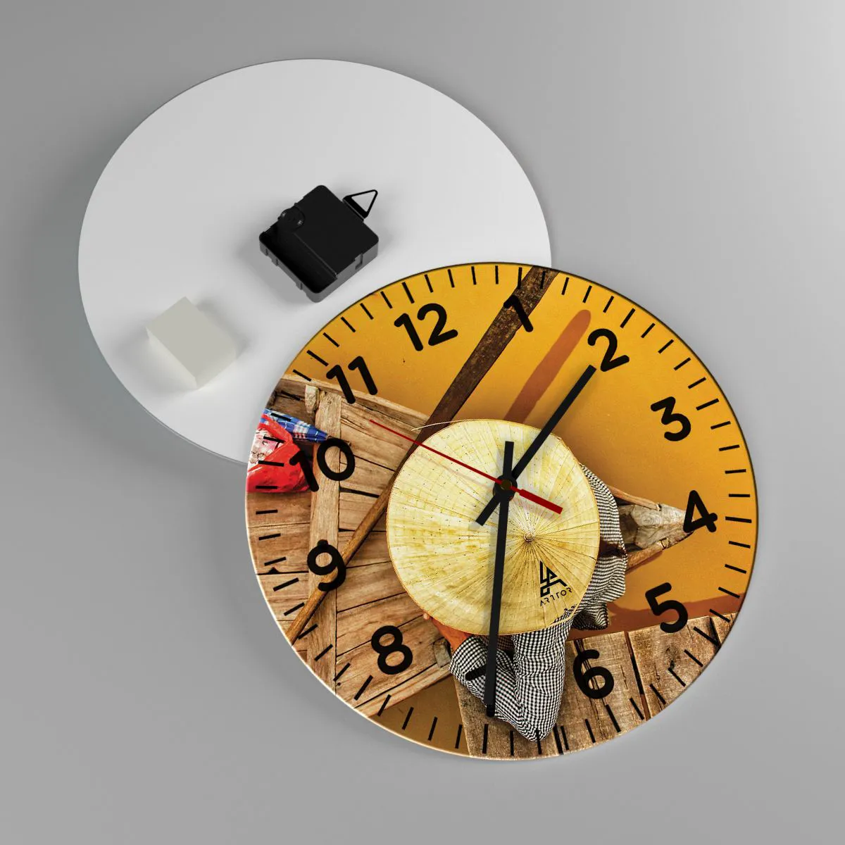 Ceas de perete - Ceas pe sticlă - Viața pe râul galben - 30x30 cm