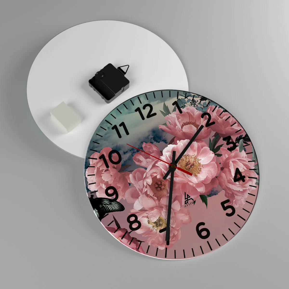 Reloj de pared - Reloj de vidrio - La cúspide del romance - 30x30 cm