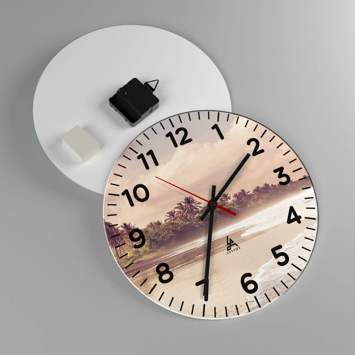 Ceas de perete - Ceas pe sticlă - Mângâind valurile - 30x30 cm