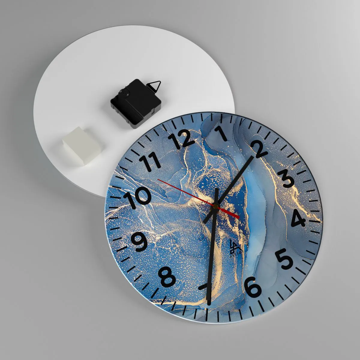 Ceas de perete - Ceas pe sticlă - Praf de aur - 30x30 cm