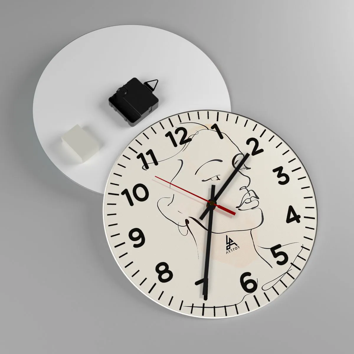 Ceas de perete - Ceas pe sticlă - Cu o linie sigură - 30x30 cm