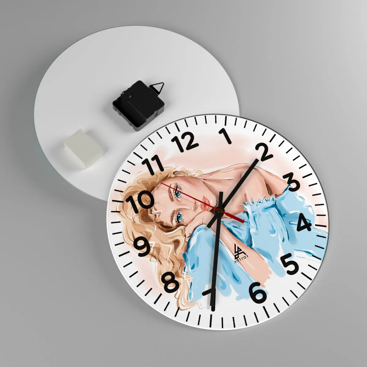 Ceas de perete - Ceas pe sticlă - Scufundată în vis albastru - 30x30 cm