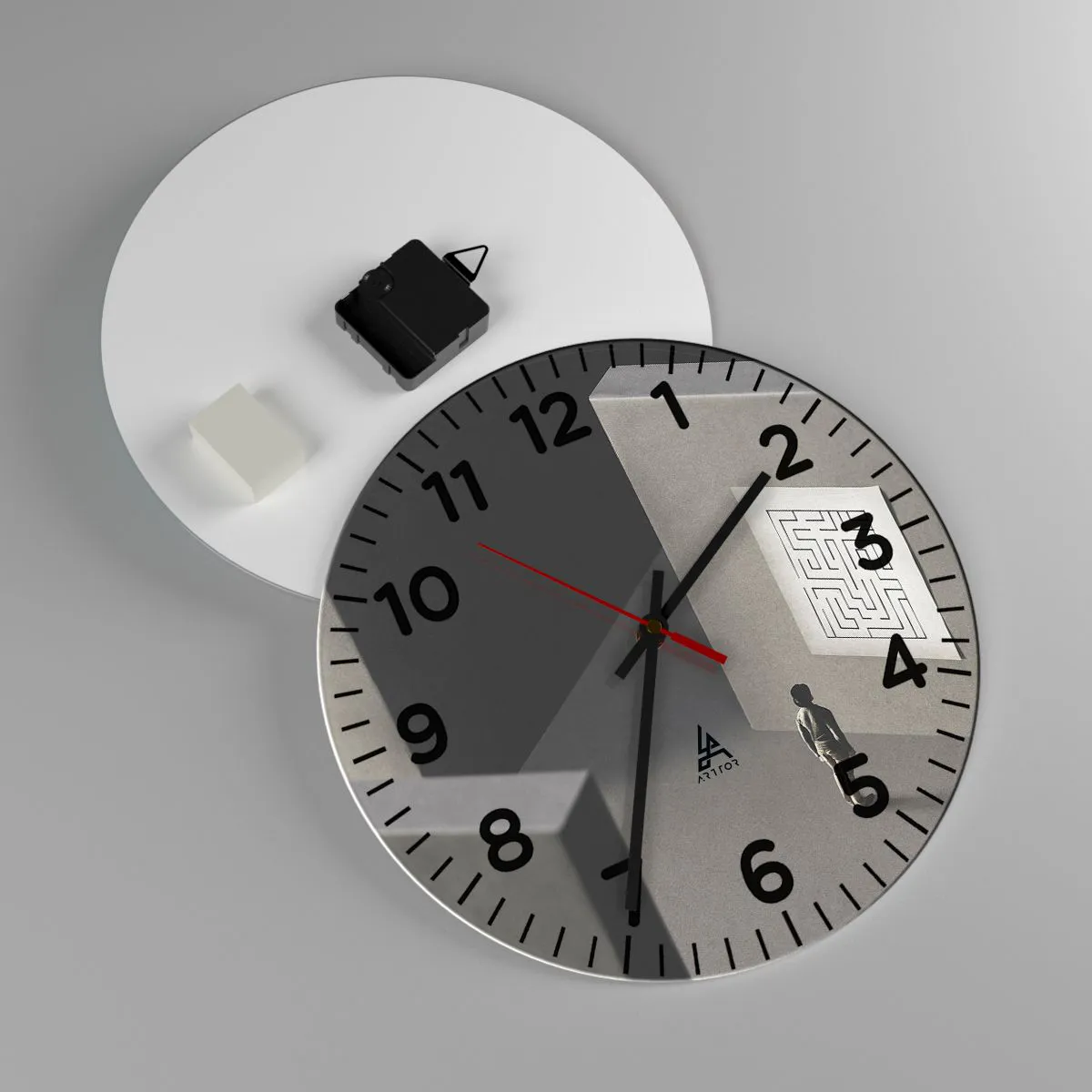 Wall clock - Clock on glass - But Where Am I? - 30x30 cm