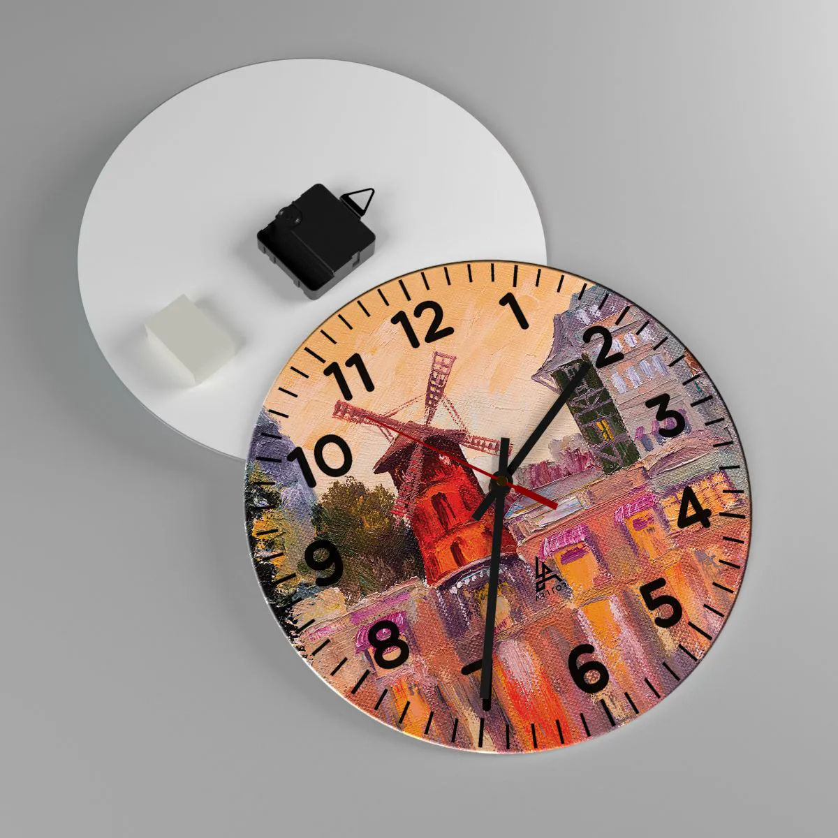 Horloge murale - Pendule murale - Icones parisiennes – le Moulin rouge - 30x30 cm