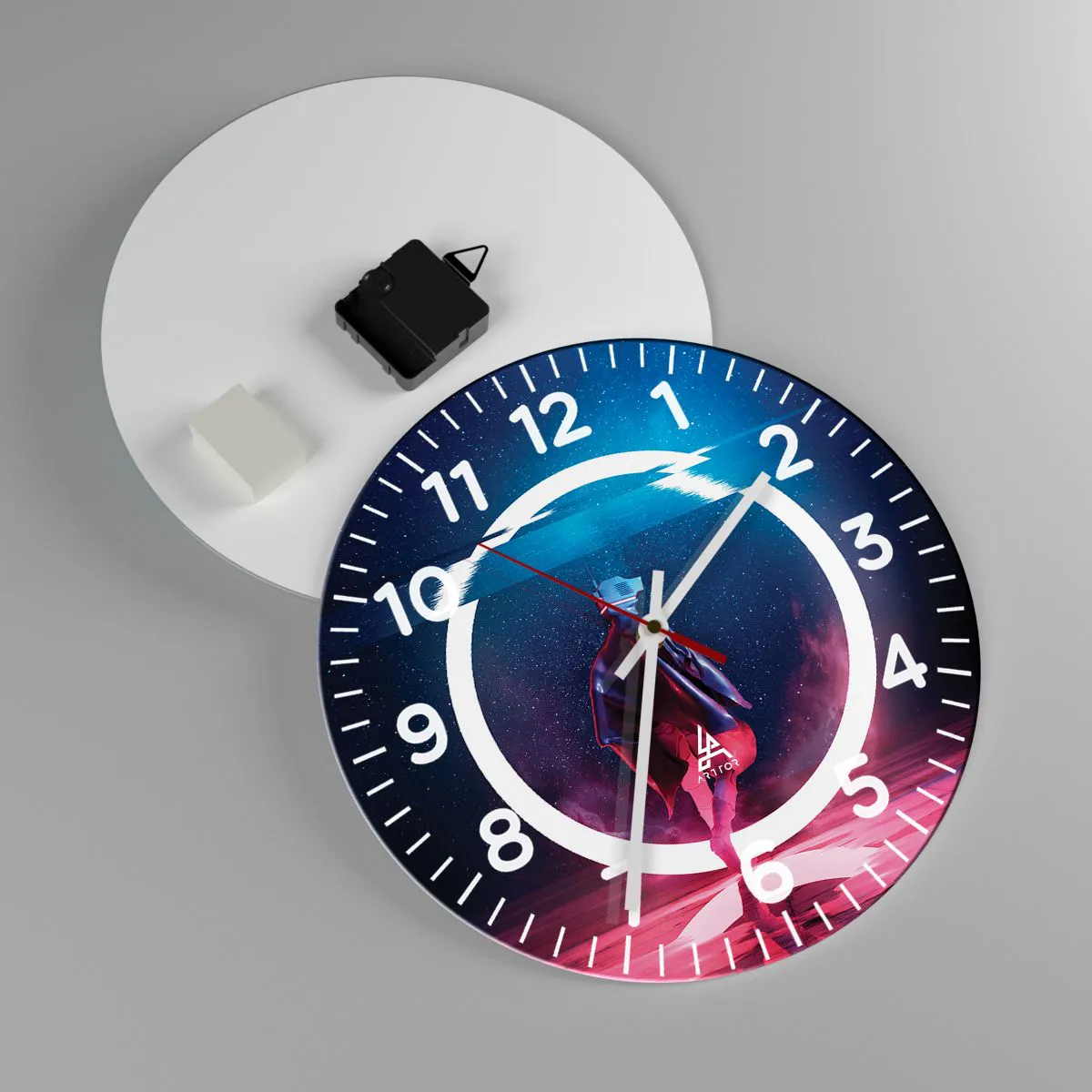 Relógio de parede - Relógio em vidro - Entre Mundos - 30x30 cm